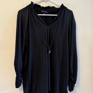 Lynn Ryan Black V-Neck Long Sleeve Peasant Tunic 1X